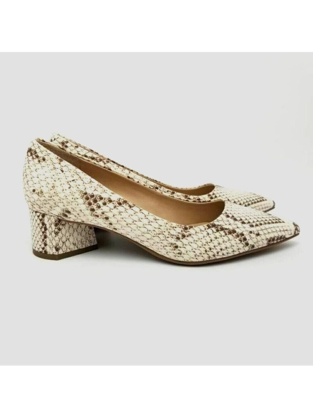 Franco Sarto Womens Global Faux Leather Snake Print Low Heels Shoes Size 7.5 M